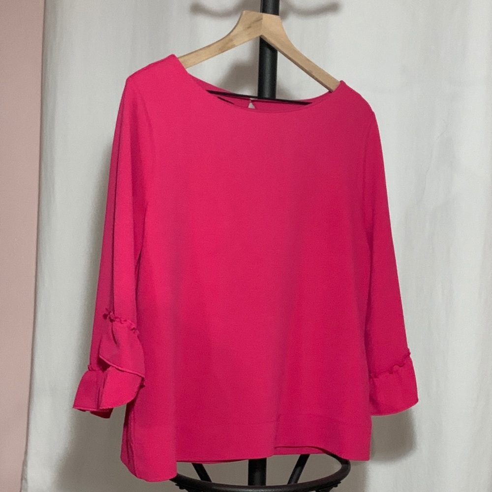 Hot pink blouse with 3/4 sleeves